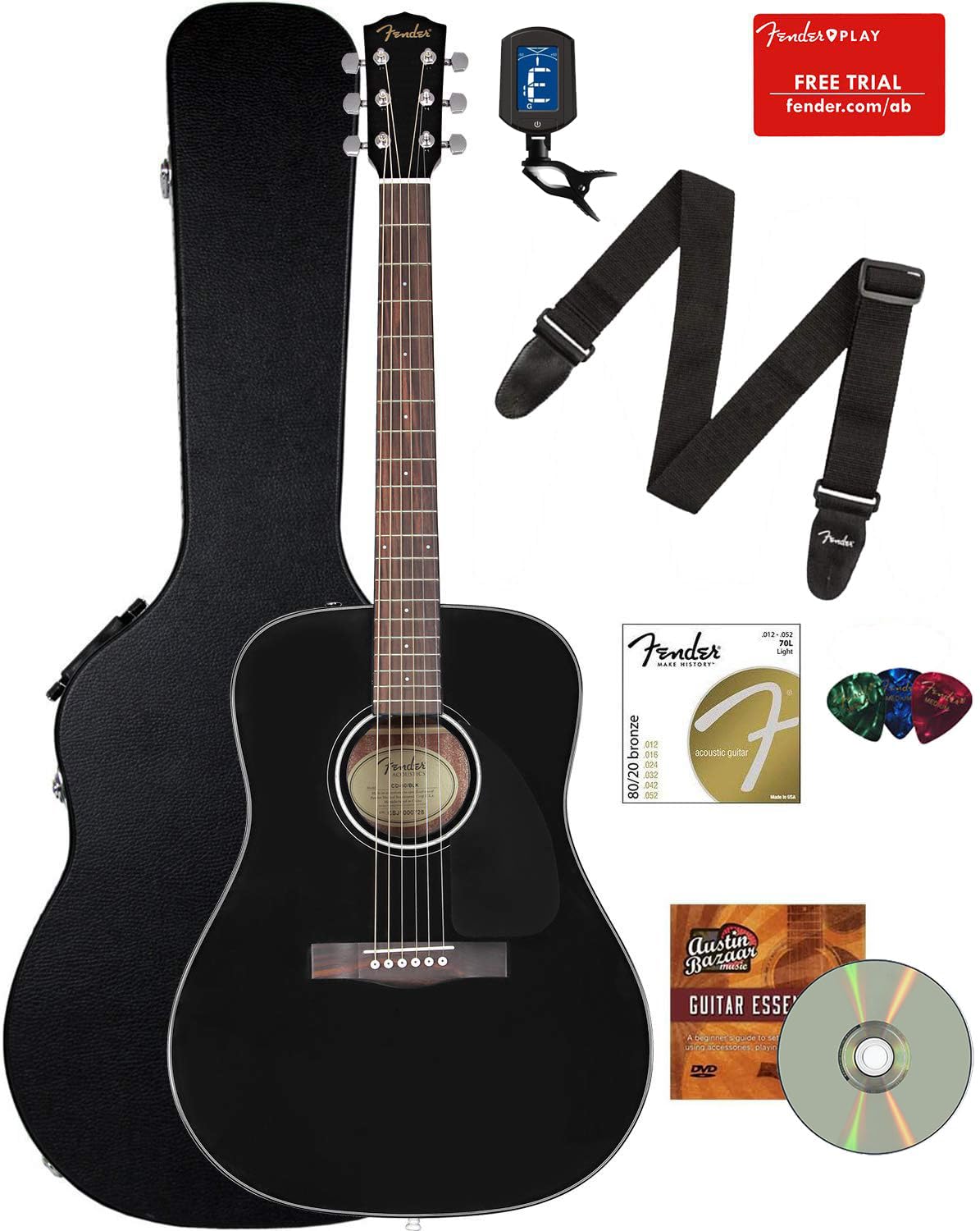 Amazon | Fender CD-60 ドレッドノートアコースティックギター 