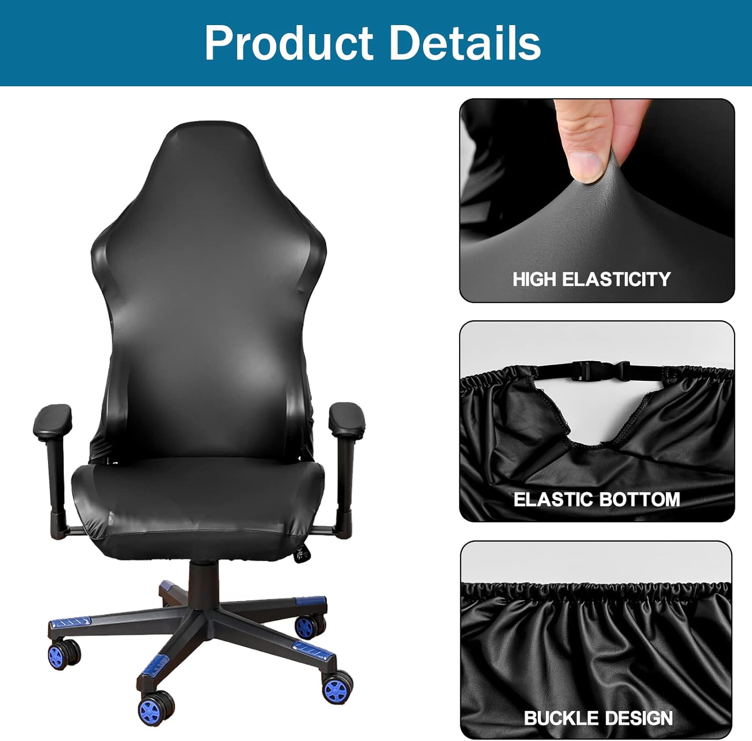 Gaming Chair Cover - White, Modern Style, PU Leather, Waterproof, Reclining, Ergonomic, Gaming/Office