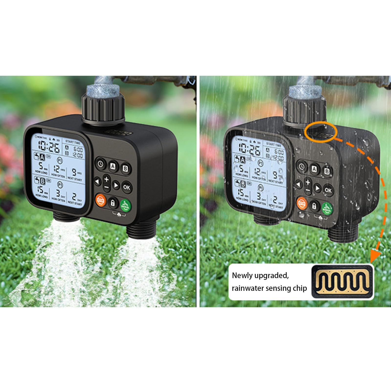 Temporizzatore automatico per irrigazione da giardino con display LCD per soluzione irrigazione cortili e piante Temporizzatore da giardinaggio in PVC ABS