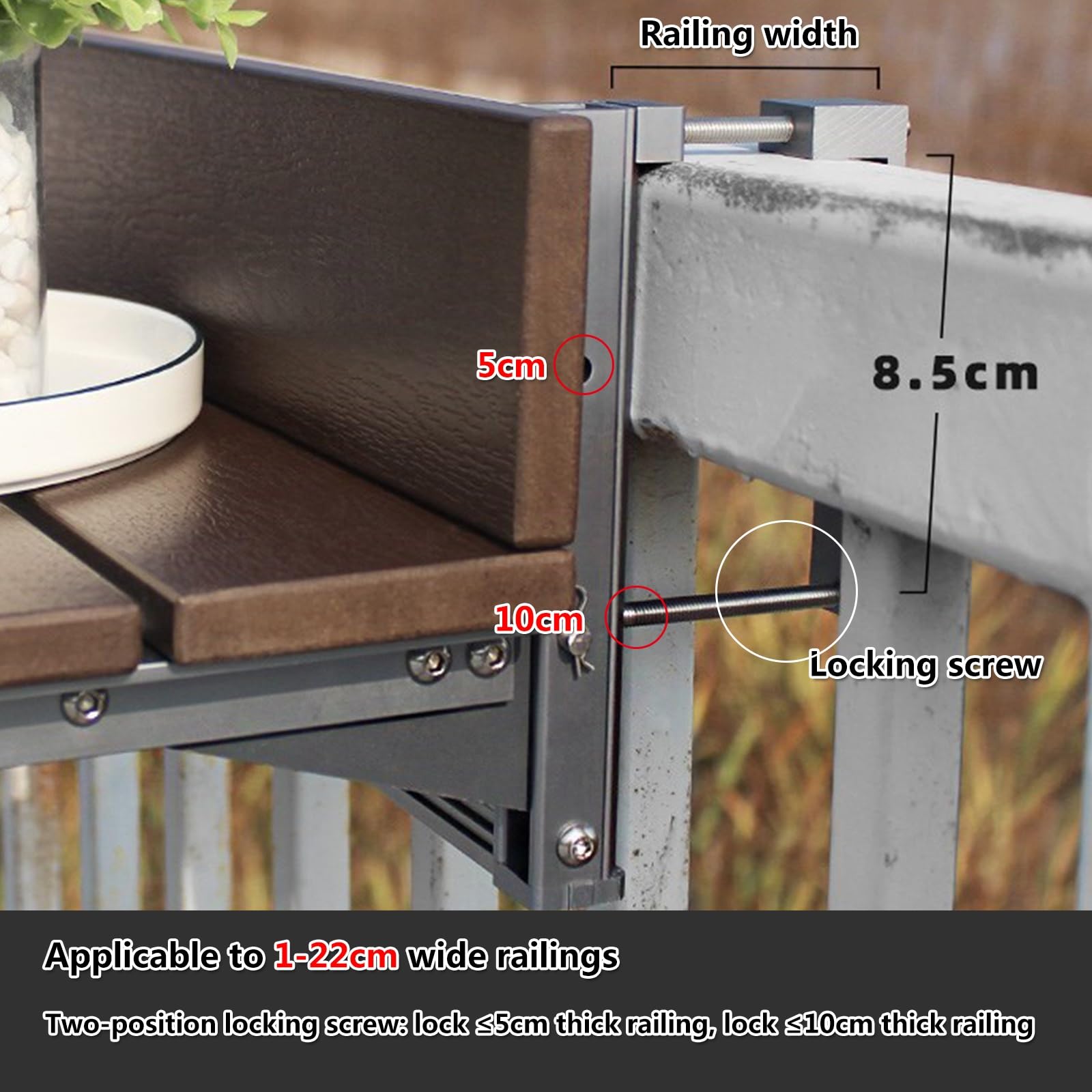 Tavolino da Balcone Pieghevole,scrivania da appendere al balcone,tavolino da balcone esterno,Tavolo da ringhiera for patio da esterno, giardino, terrazza, ufficio(L100*w27cm/L39.4*W10.6IN)