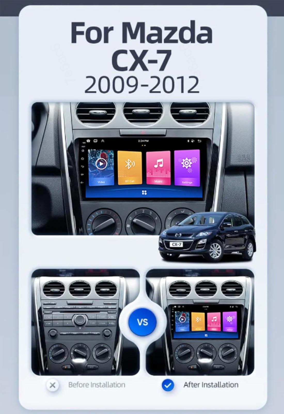 Android 15 Car Stereo 9" Samochód Dla Mazda CX-7 ER 2009-2012,M110