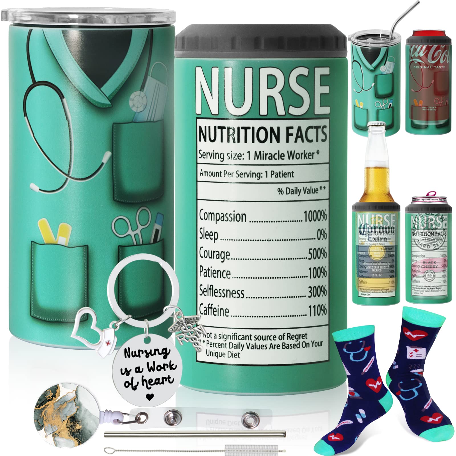 Amazon.com | CORCUP Nurse Tumblers - Nurse Nutrition Facts 4-in-1 Tumbler  Can Cooler Cup - 12oz Stainless Steel Insulated Cans Coozie Nursing Mug  Birthday, Christmas, Appreciation Gifts for Nurses, Practitioner: Tumblers &
