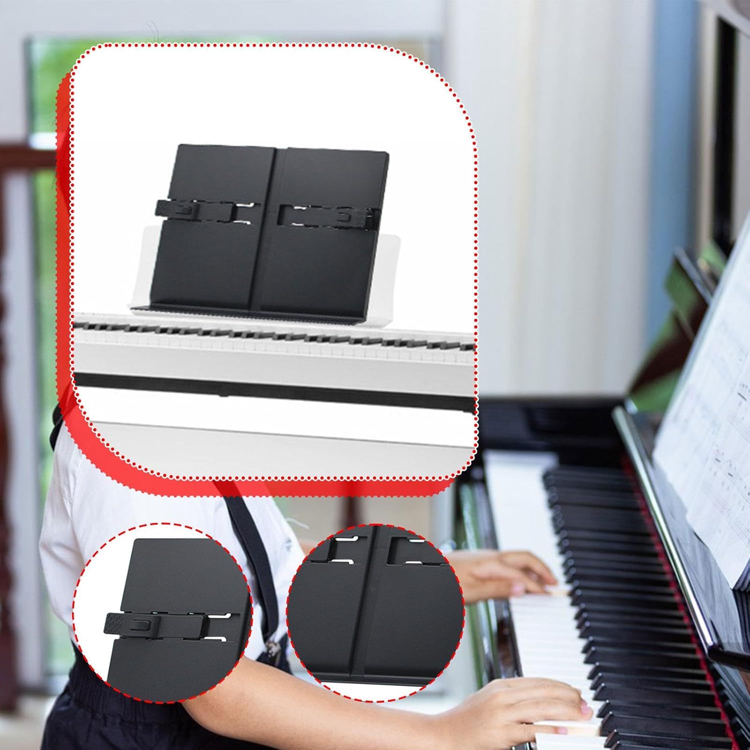 Tabletop Music Stand Lightweight Keyboard Music Score Stand for Reading School Beginner Portable Folding Book Stand