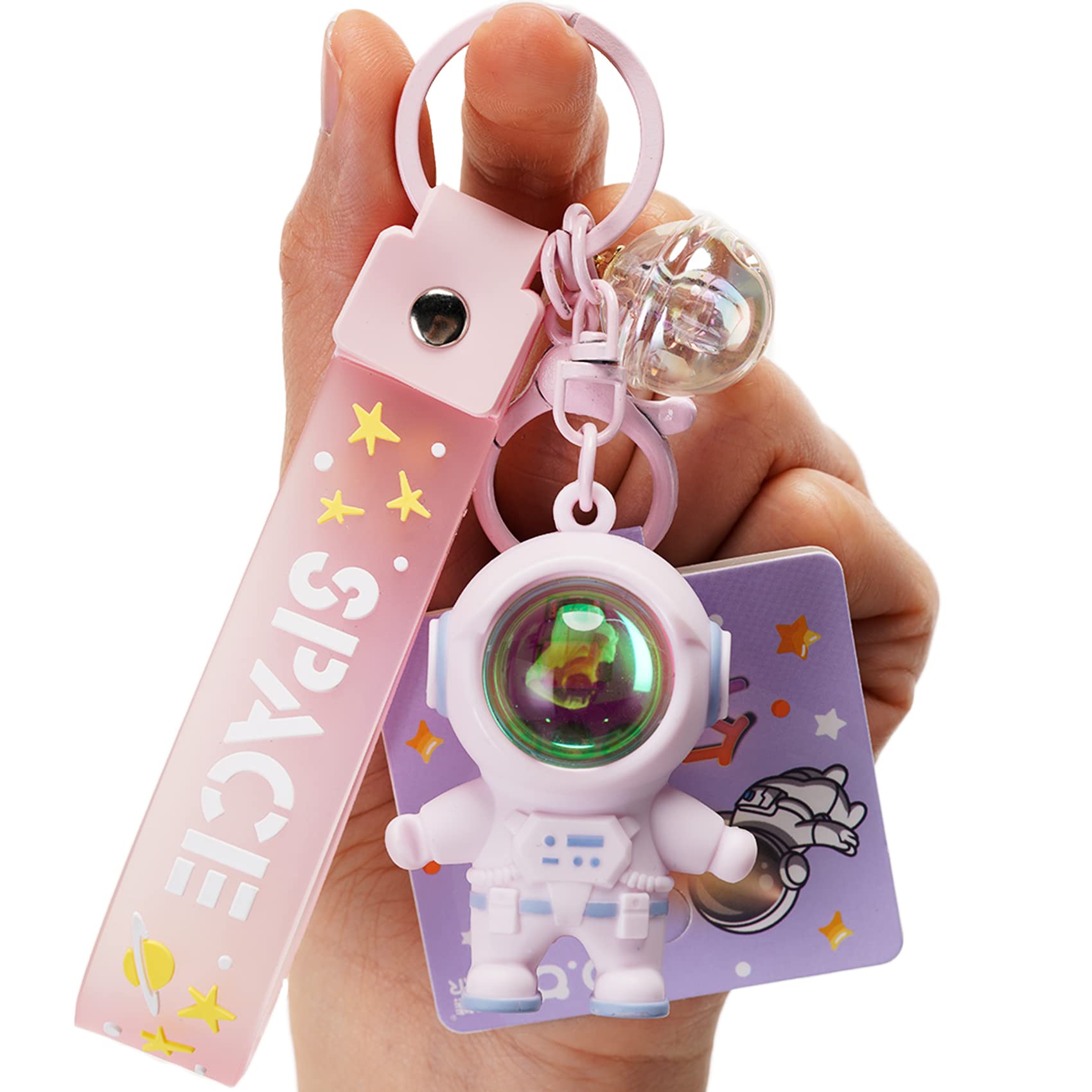 YOU WIZV Astronaut Keychain, Cute Kawaii Anime Cool Keychains for Backpacks, Space Keychains with Sunset Light for Women Men