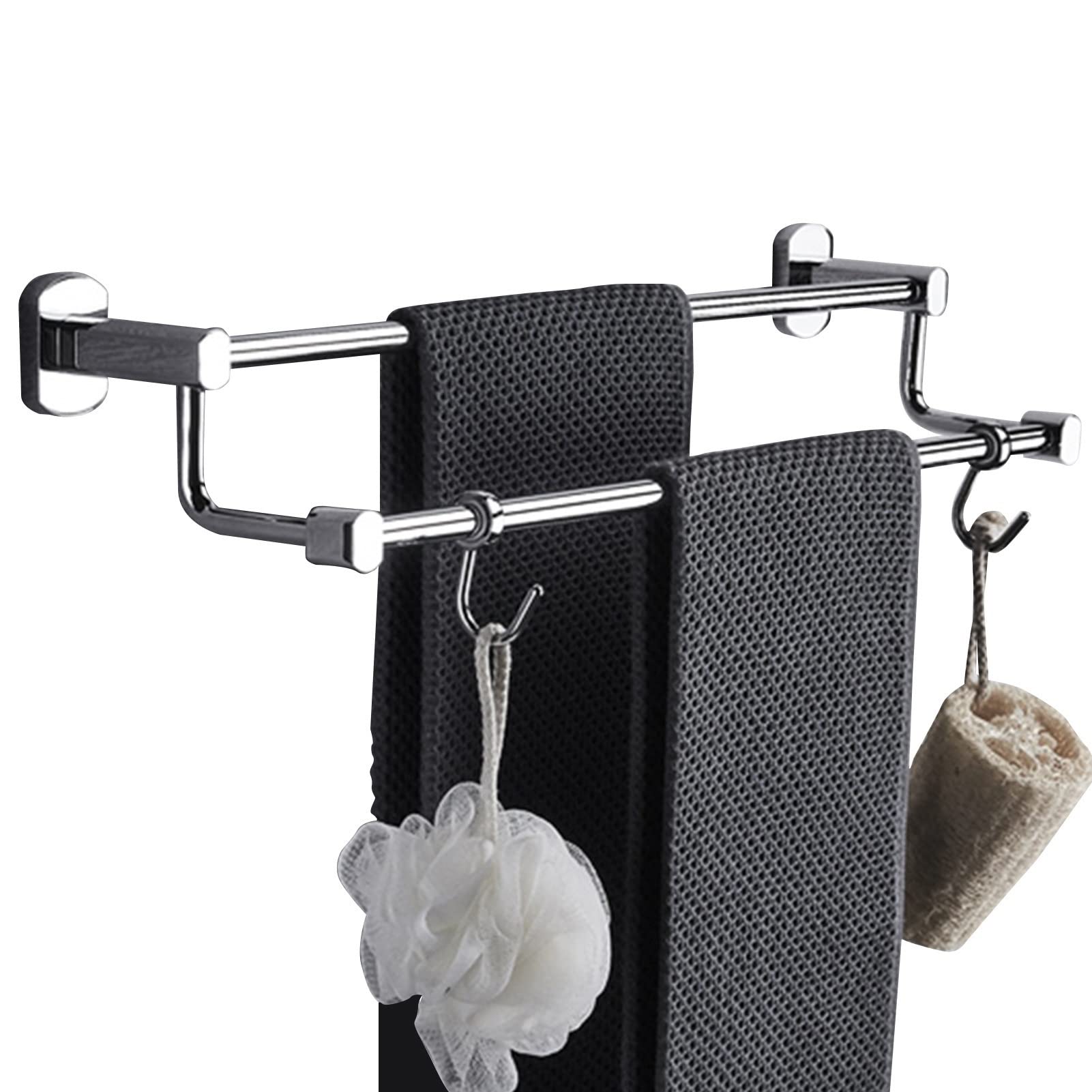 LMYSXAOZ Copper Towel Hanger,Silver Holder Rail,30cm-100cm Rails Rust Free for Bathroom Shower Kitchen Clothes Rail Accessories,Screws Mounting (Size : 40cm)