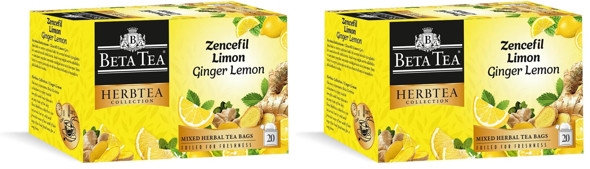 Beta Tea Zencefil Limon Çayı 20 Adet - Beta Herbtea Collection 2li paket