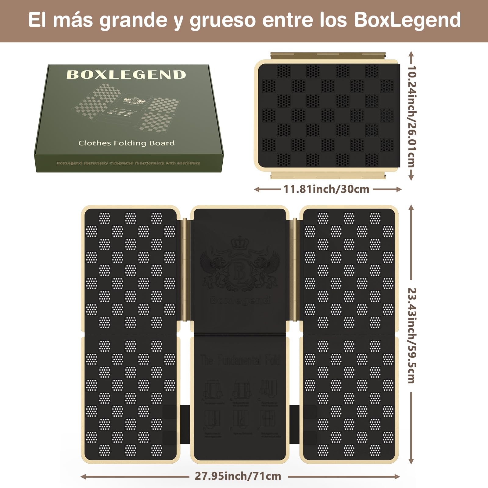 BoxLegend V7 Doblador Camisetas Tabla Para Doblar Ropa con Borde Metálico Negro