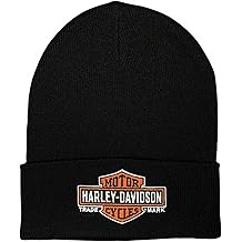 Men's Timeless Bar &amp; Shield Logo Embroidered Cuffed Beanie Hat Black
