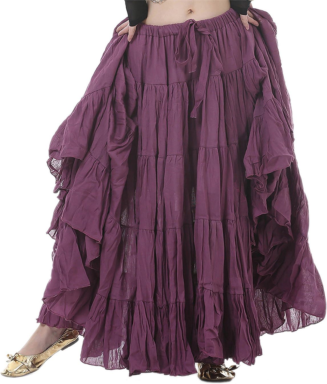 Astage Woman Belly Dance Full Circle Maxi Trible Skirts Linen Bohe Dress
