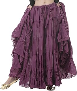 Woman Belly Dance Full Circle Maxi Trible Skirts Linen Bohe Dress - Buy now