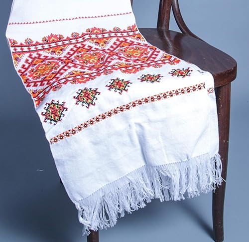 Miniatura 9 de 78.7x11.8 in Ucrania Rushnyk mano punto de cruz bordado naranja decoración de la boda