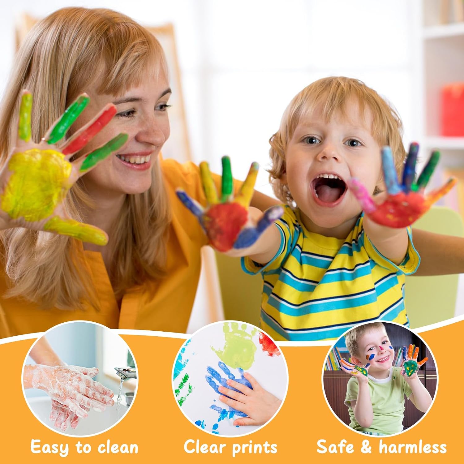 Kifmurase 7" Large Ink Pads for Kids, 12 Colors Ink Pad for Handprint Footprint Finger Paint Washable Rainbow Stamp Pad Set for Card Making Craft Projects Scrapbook Birthday Gifts