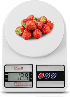 Partyreal 10kg/22lb Digital Kitchen Scale - Stainless Steel Food Scale 1g Precision, Tare, oz/g Units for Meal Prep, Baking, Cooking