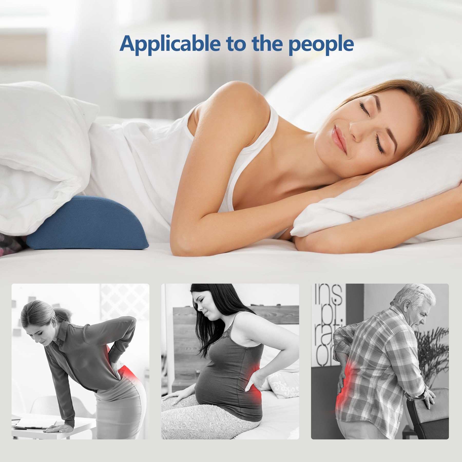 Cozyhealth Poduszka podtrzymująca lędźwie do spania, pianka pamięciowa, poduszka podtrzymująca lędźwie, łagodzi ból dolnej części pleców, podparcie pleców, podparcie talii, dla osób śpiących na
