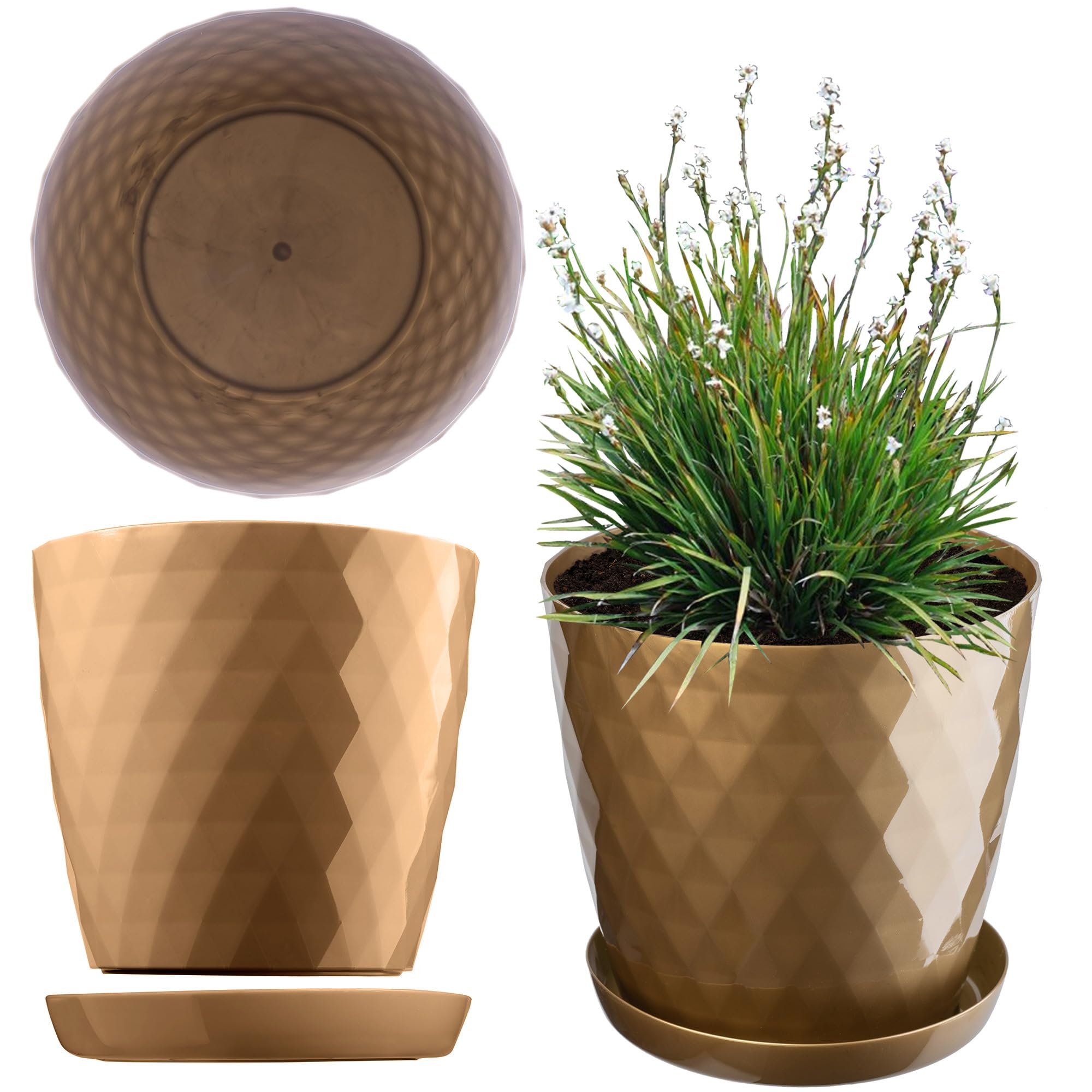 KADAX Maceta para Flores, Maceta con Base, Maceta de plástico para Interior, Macetero Redondo, Maceta Decorativa, Maceta Moderna Interior, 12 cm, Morado — view 10