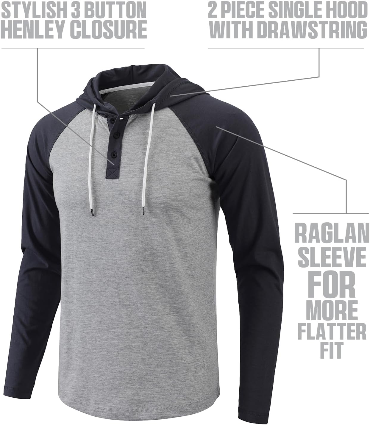 Mens Hoodies Shirt Casual Athletic Workout Fashion Hooded Lightweight Jersey Sweatshirt Long Sleeve with Drawstring - Image 6
