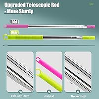 Vista 2 de Microfiber Duster with Extension Pole 30 to 100'', Bendable Reusable Washable Feather Dusters for Cleaning High Ceiling Fan, Cobweb, Blinds, Green