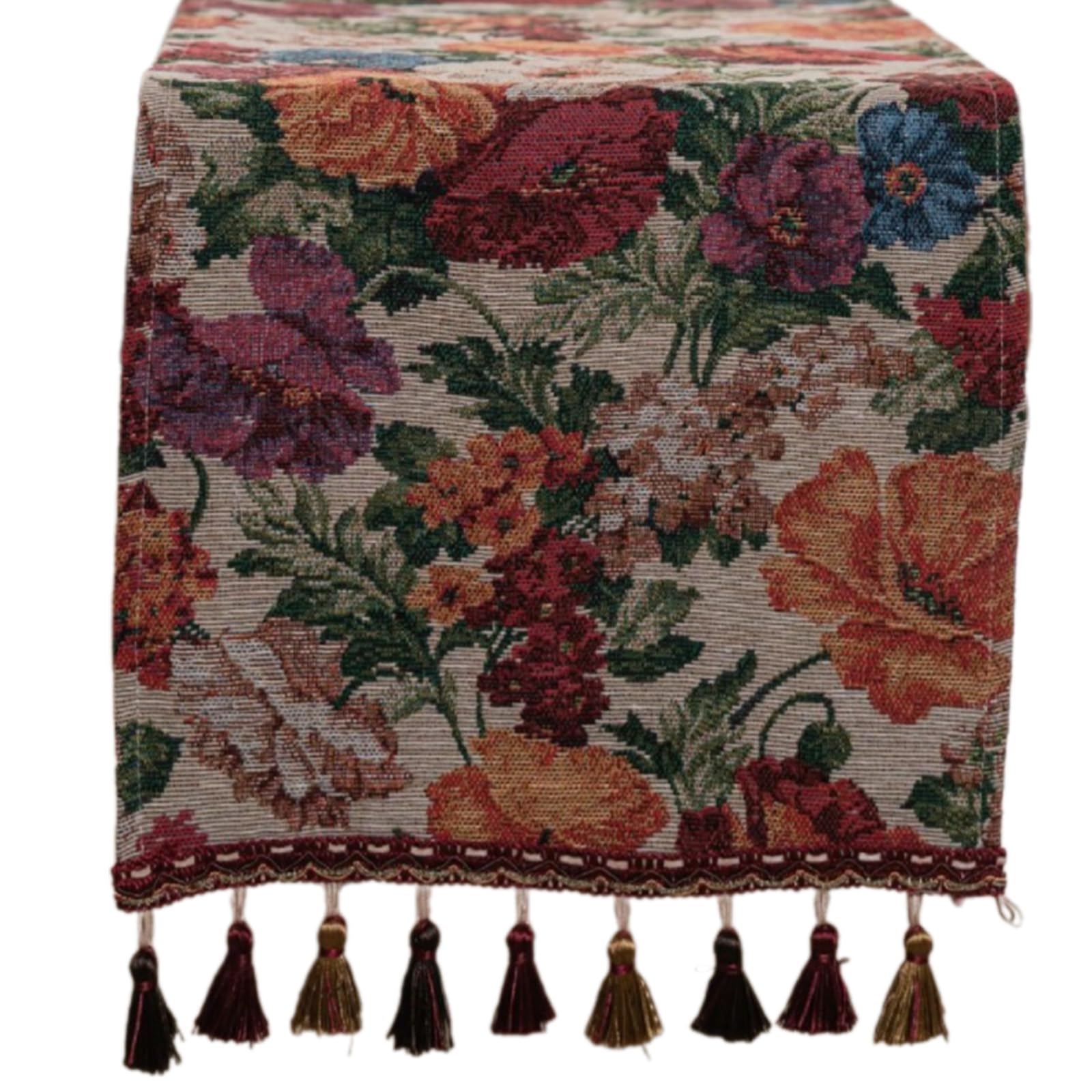Kalttoy Tasseled Table Runner Tablecloth Polyester Cotton Blend Table Cloth for Farmhouse Wedding Party Decoration Vintaged Setting