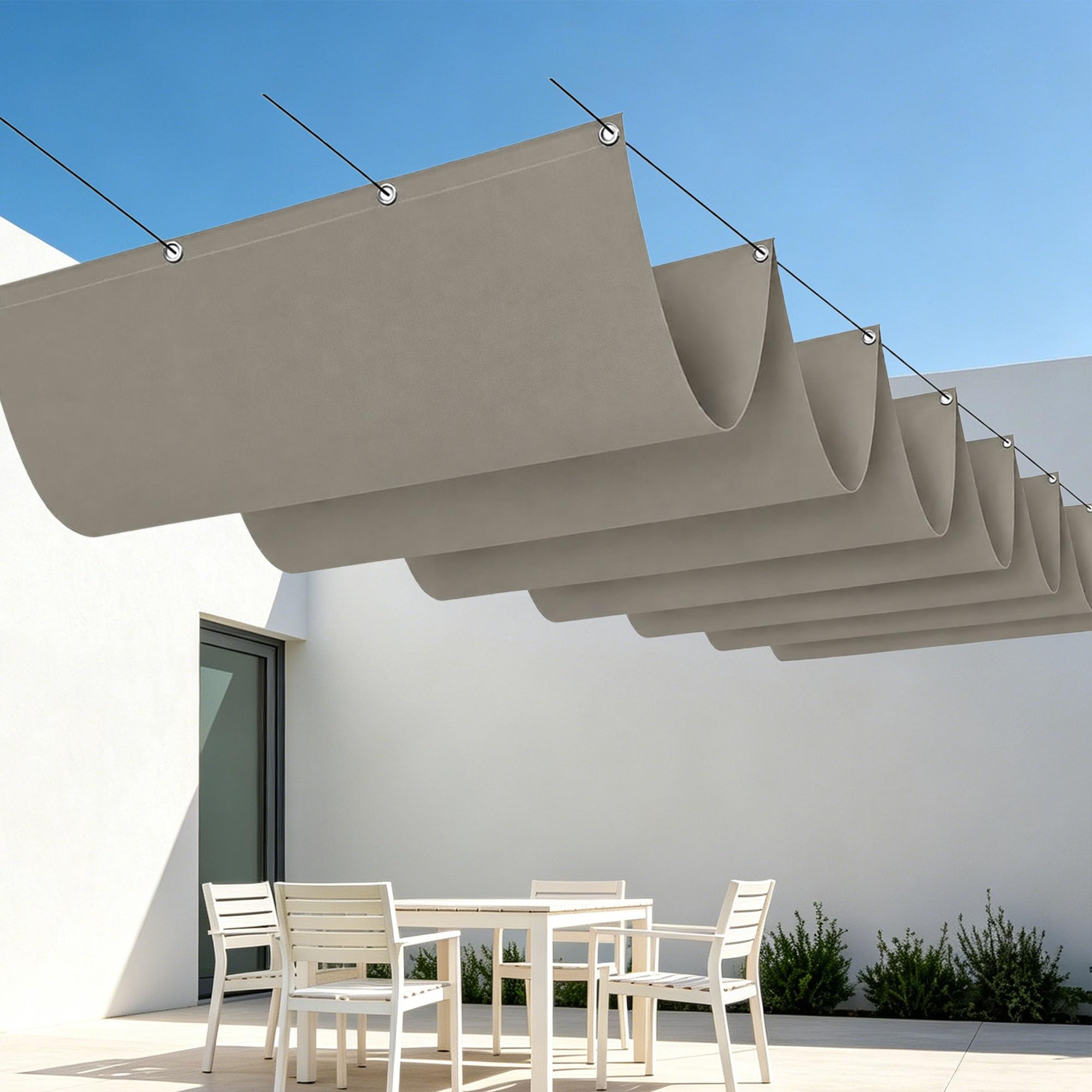 Toile d'ombrage rétractable taupe 350x340 cm imperméable pour terrasse