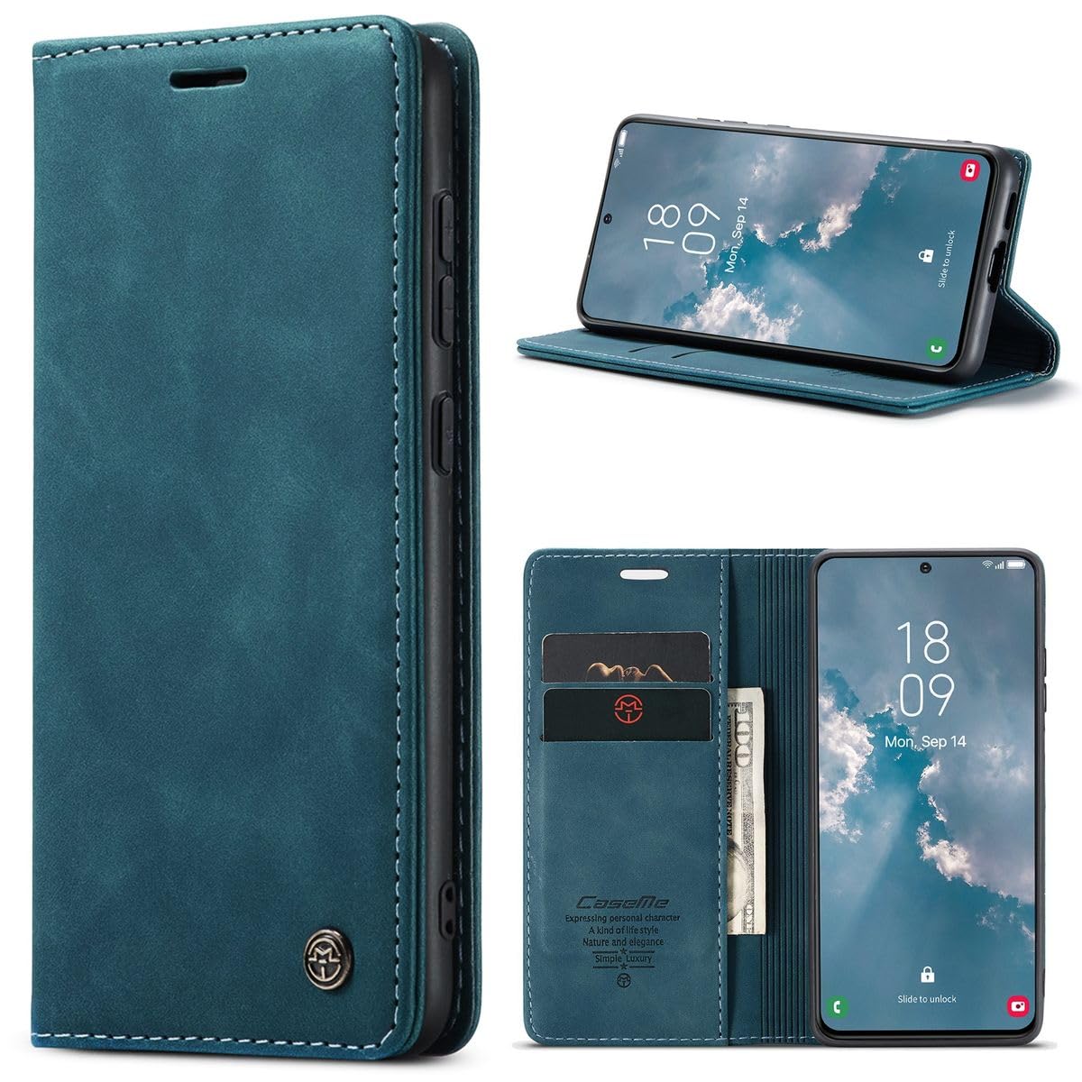 Étui Samsung S23 Plus König Design clapet bleu sarcelle - 7