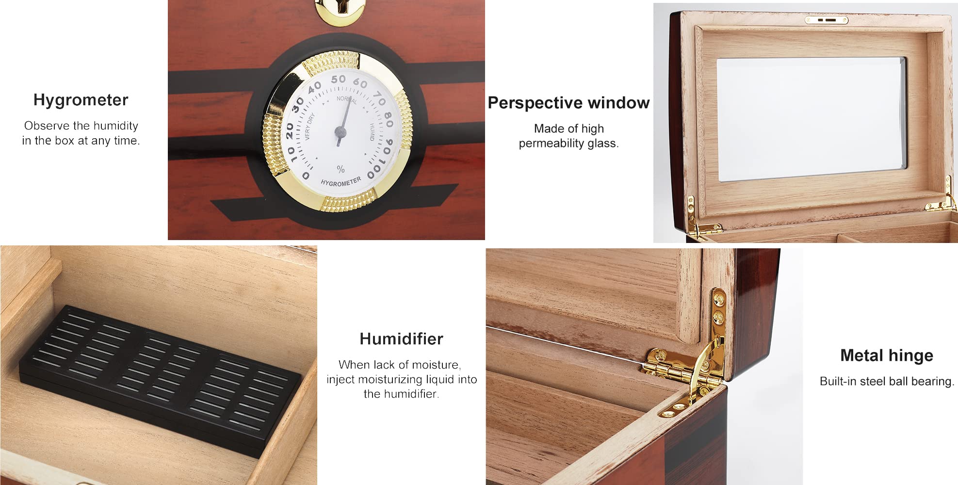 PIPITA Cigar Humidor, Luxury Handmade Cigar Humidor Box with Hygrometer