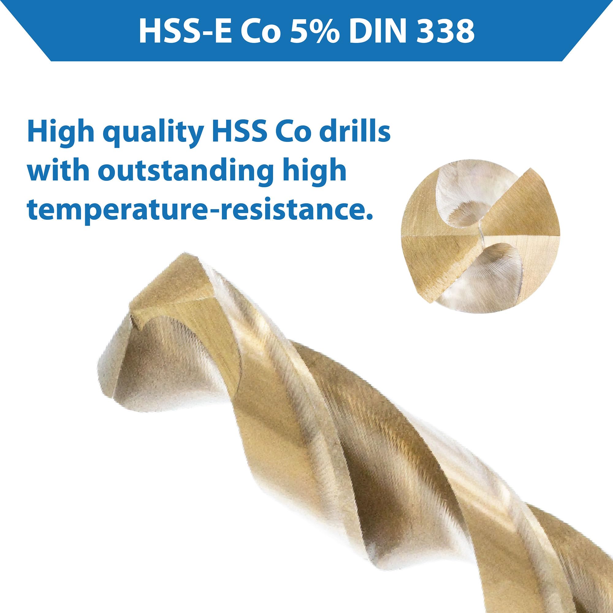 TJR® HSS-E M35 - Set di 19 punte elicoidali per trapano elicoidali in cobalto da 1-10 mm, 0,5 mm, autocentranti, DIN 338, tipo N 135°, per profili in acciaio inossidabile, acciaio, alluminio con