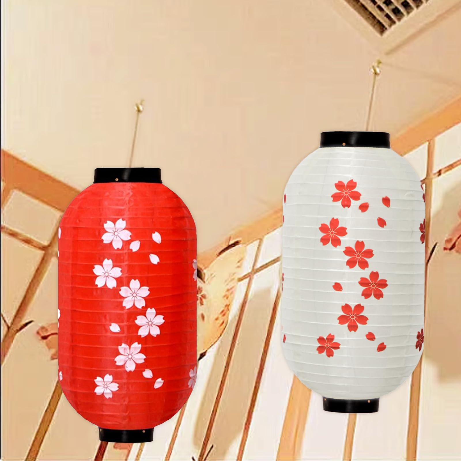 Amazon.co.jp: koundeneko 桜提灯 和風提灯 2個セット 長提灯 ぶら下げ