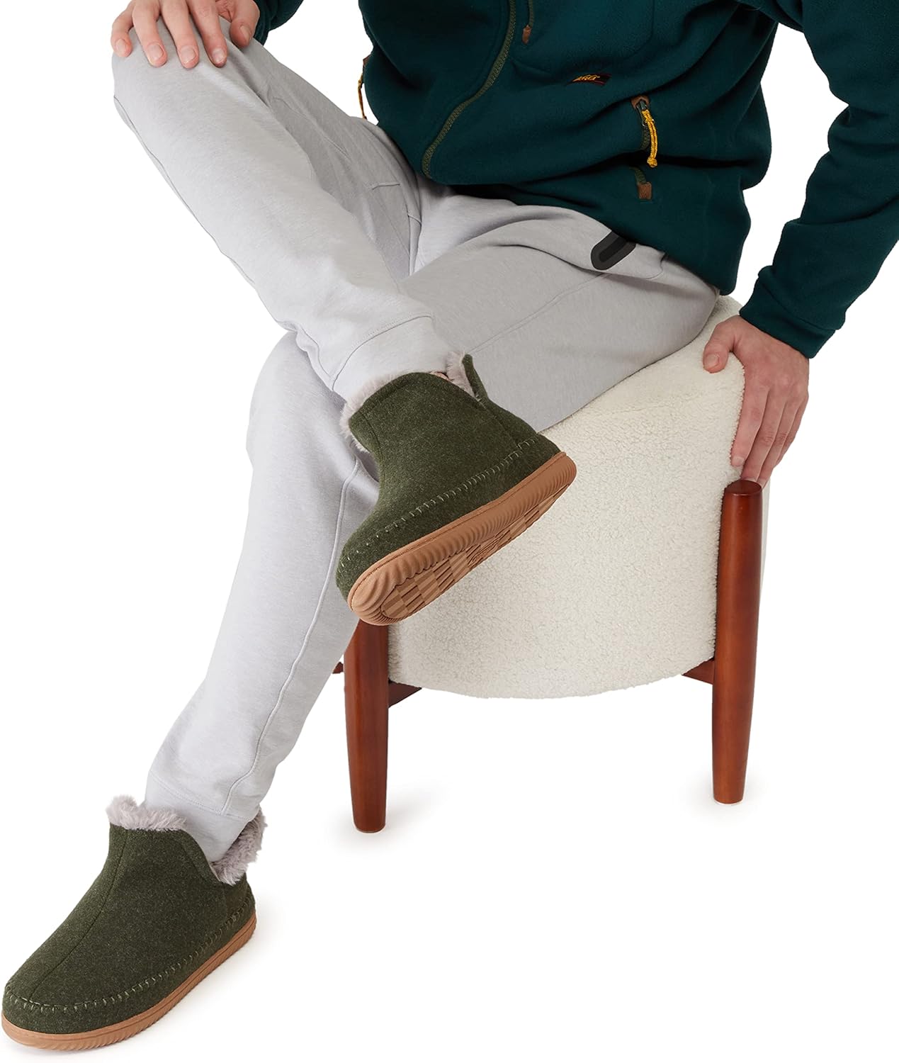 Dearfoams Men's Memory Foam Indoor House Slippers Brixen Ankle Boot House Shoes - Gifts for Men - Image 7