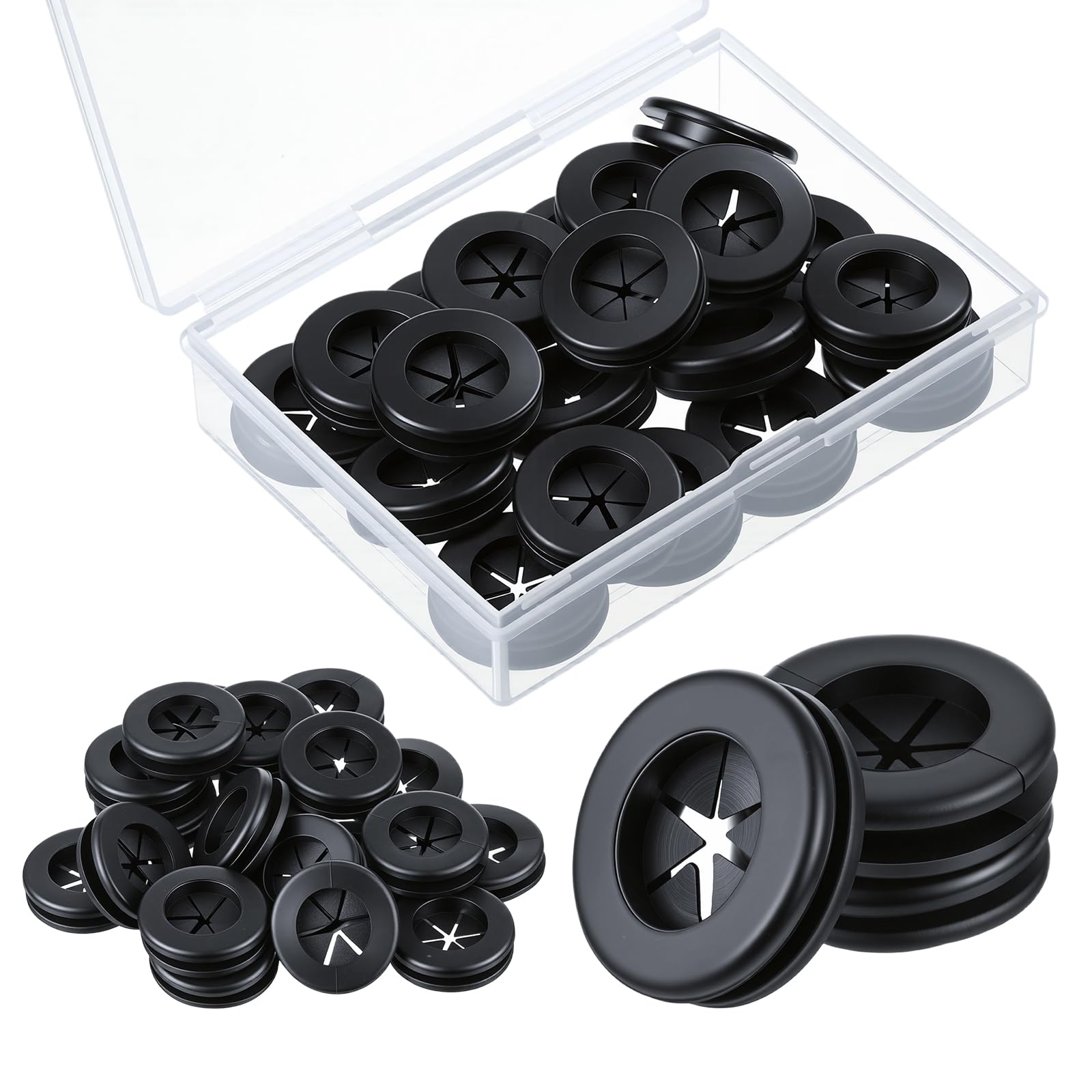 Photo 1 of 20 Pcs Rubber Grommets for Wiring, Wire Protection Grommet Black Double-Sided Rubber Hole Plugs Grommets Firewall Hole Plug Cable Wire Protection