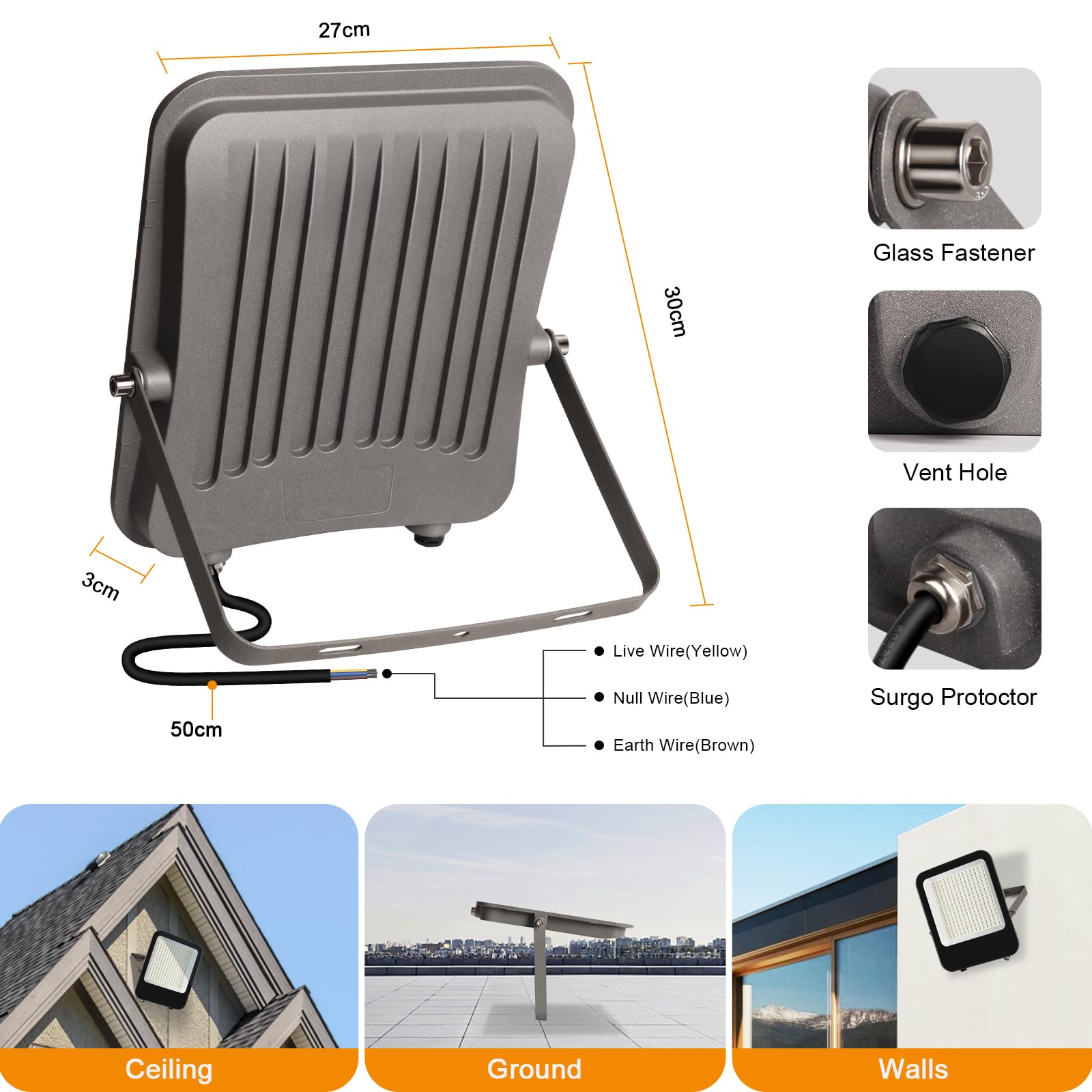 Focos LED Exterior 200W, 20000LM 6500K Blanco Frío Superbrillante Luces LED Exterior, Proyector LED Impermeable IP65 Luz de Inundación para Terraza, Jardín, Patio, Parque, Garaje, Pasillo