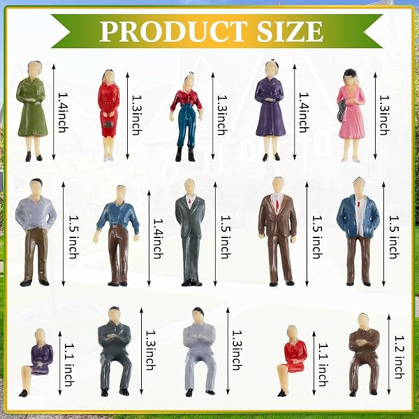 Kasyat 30 Mini Menschen Figuren 1,38 Zoll 1:50 Mini Modellbau Figuren Für Modelleisenbahnen Bemalte Menschen Kleine Aus Kunststoff Spielzeug Sitzende Stehende (30) - 2
