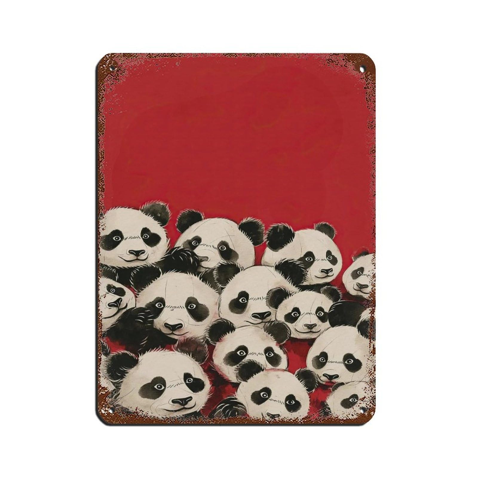 Panda Art Minimalistic Decor Abstract Art Retro Poster Metal Tin Sign Chic Art Retro Iron Painting Bar People Cave Cafe Family Garage Poster Wall Decoration 12x16inch(30x40cm)