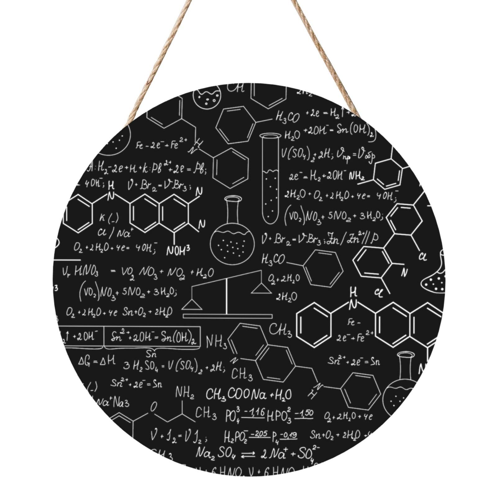 InOmak Abstract Science Chemistry, Round Wood Panel Painting 12 in, Wall Hanging Painting For Home