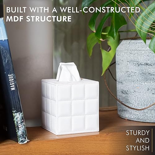 Miniatura 3 de Funda de lujo para caja de pañuelos estilo hotel de 5 estrellas, resistente y elegante, con una altura personalizada y exterior de piel sintética