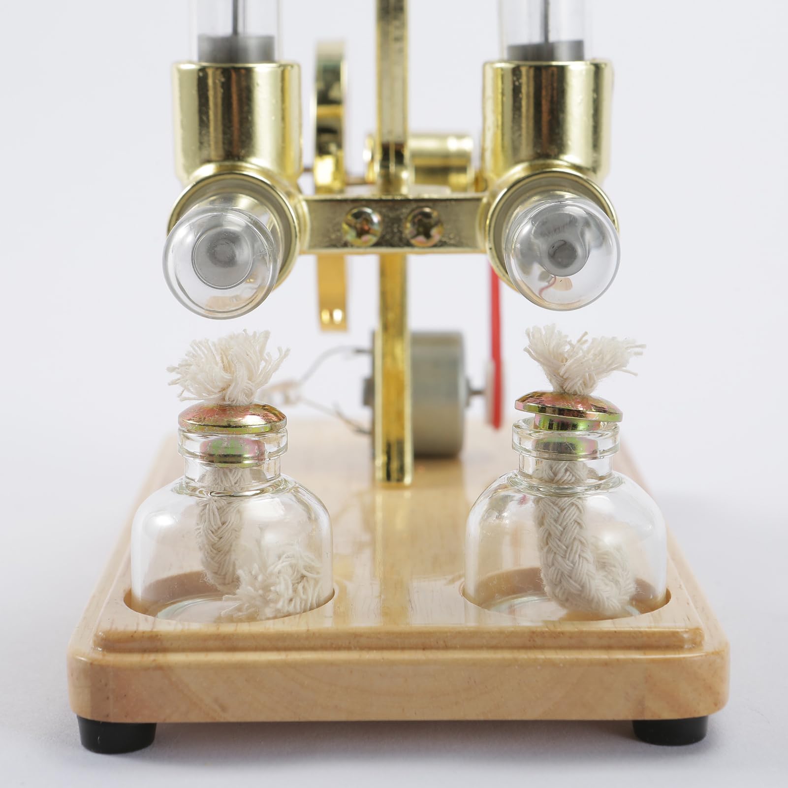 SEAFRONT Kit Motore Stirling Generatore in Lega di Zinco e Acciaio Inossidabile Modello da 3 a 5 V Strumento per Esperimenti di Fisica a Doppio Cilindro con LED per Studenti Insegnanti Laboratorio