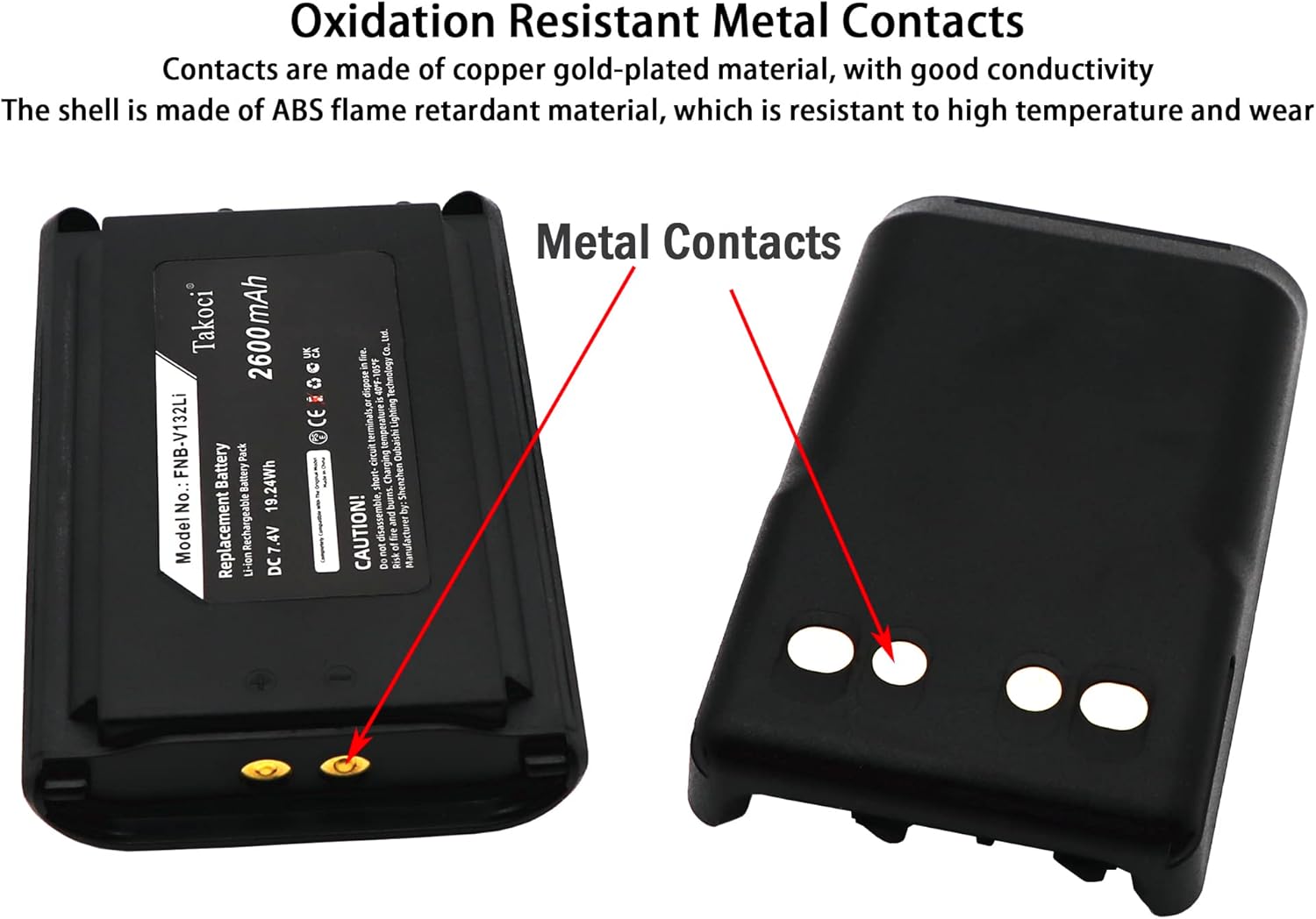 2-Pack 7.4V 2600mAh FNB-V131Li FNB-V132Li Li-ion Radio Battery Compatible for Yaesu/Vertex VX-230 VX-231 VX-234 EVX-530 Series Radios