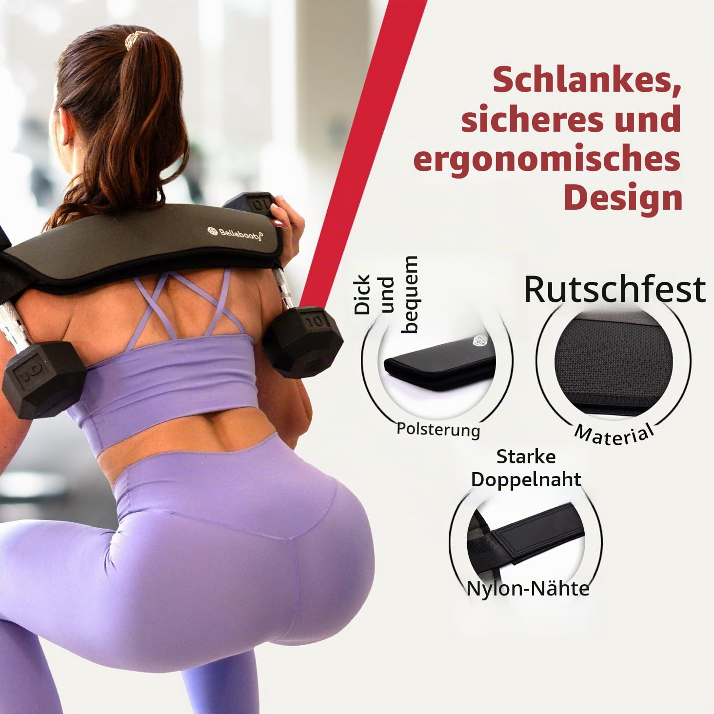 Bellabooty Übungs-Hüftgurt, einfach zu verwenden mit Hanteln, Kugelhanteln oder Tellern, rutschfeste Polsterung, die Ihre Hüften für das Fitnessstudio, Heimtraining oder unterwegs schützt