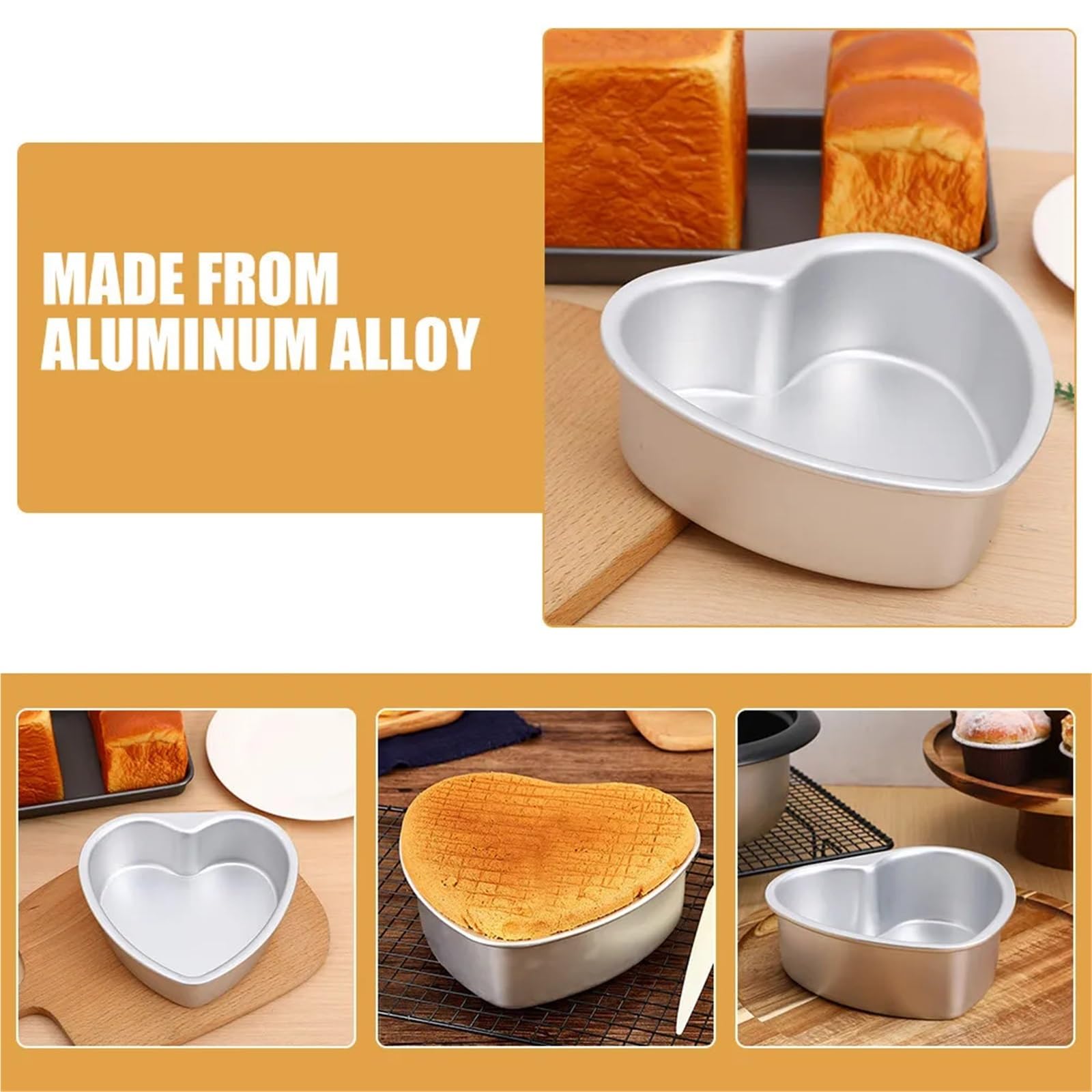 Moule à gâteau en forme de cœur alliage d'aluminium, 2 pièces pour Créer des Gâteaux