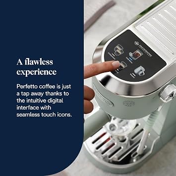De'Longhi Dedica Duo EC890.GR, Traditional Barista Pump Machine, Espresso And Cold Brew, Manual Coffee Machine With My LatteArt Steam Wand, 15cm Wide, 2 Espresso, Touch Display, Mug up to 13cm, Green