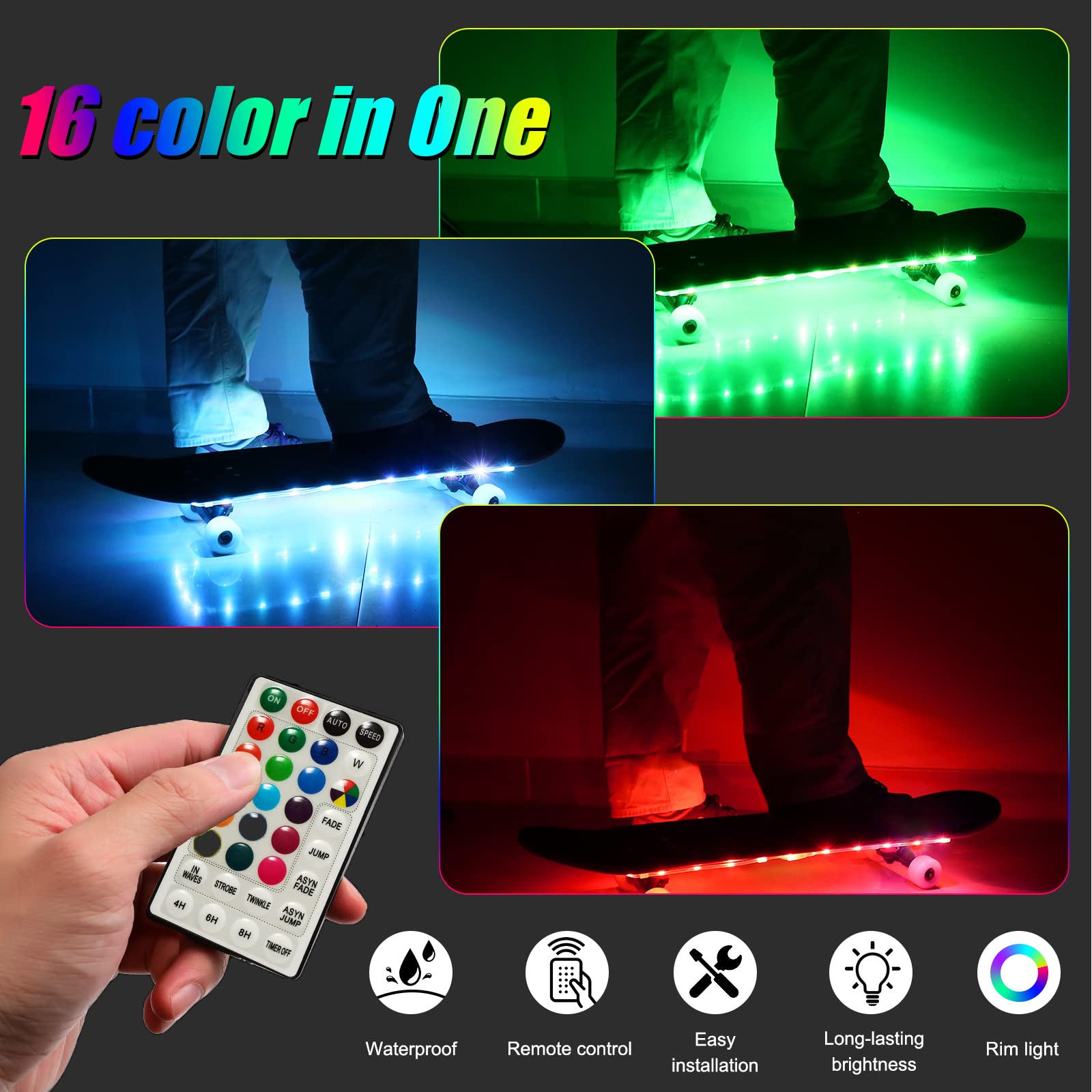Amazon | Eliteemo LEDスケートボードライト リモコンスケートボード