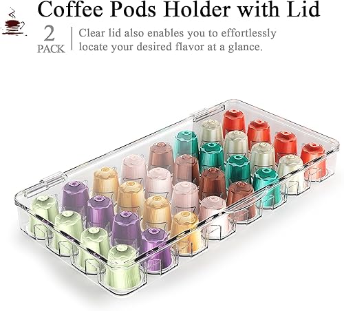 Miniatura 4 de Yiktop K - Portavasos para mostrador, 64 soportes organizadores de cápsulas de café, paquete de 2, transparente