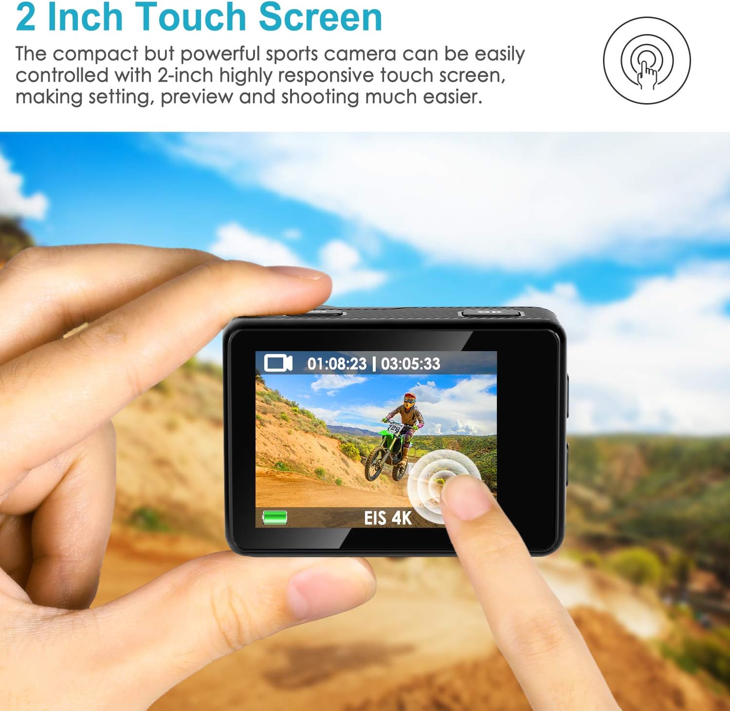 Neewer G2 4K WiFi Sports Action Camera with Touch Screen Ultra HD Waterproof DV Camcorder 12MP 4K/30FPS EIS 170 Degree Wide Angle WiFi Sports Cam with Remote/Battery and 50-in-1 Accessories Kit