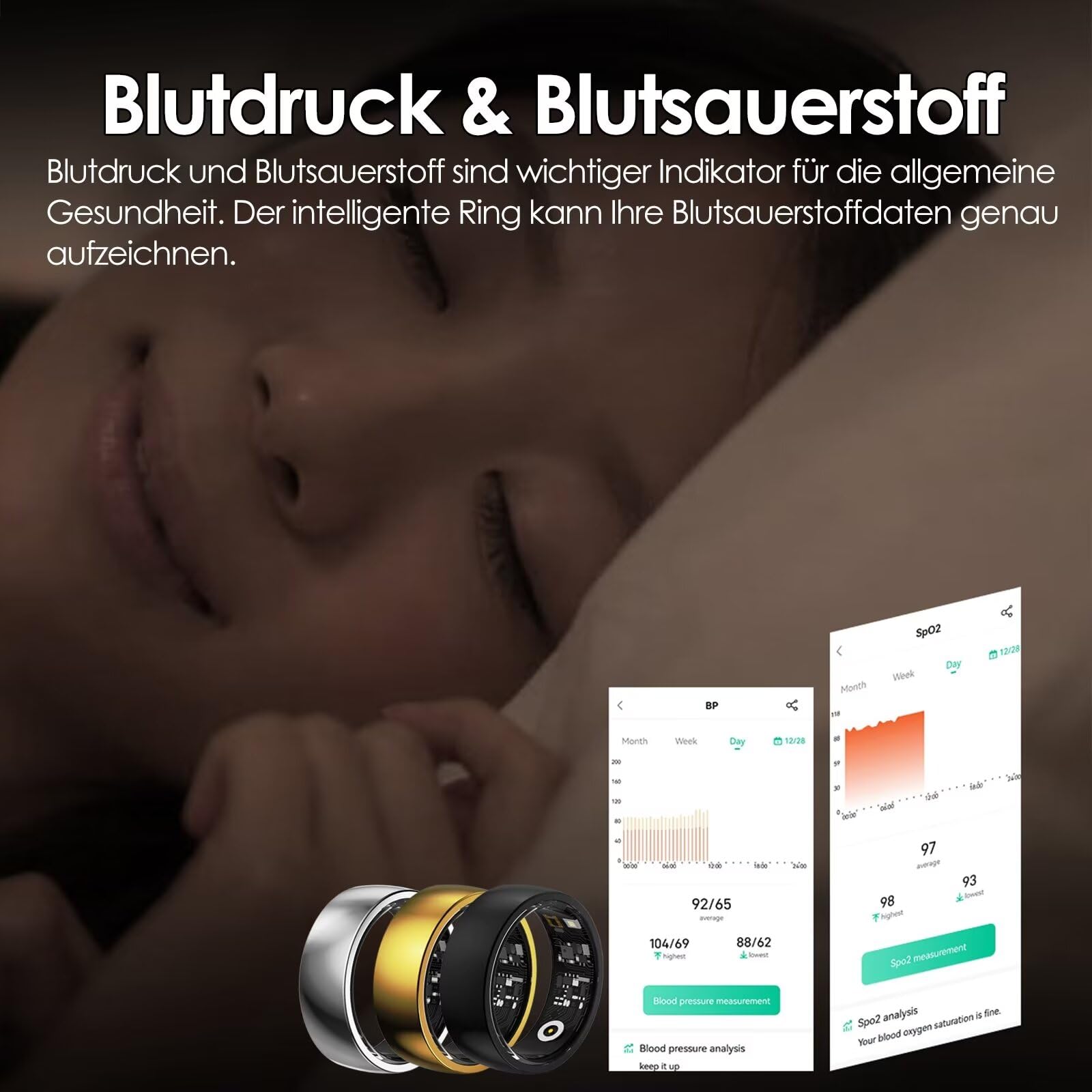 Smart Ring Misuratore Pressione E Sonno - Tracker Fitness Per Uomo E Donna