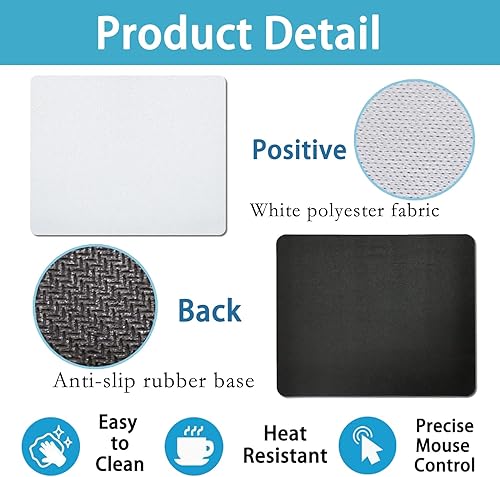 Miniatura 4 de Airsnigi 80 alfombrillas de mouse de sublimación en blanco rectangulares para transferencia de sublimación, impresión de calor y manualidades, parte