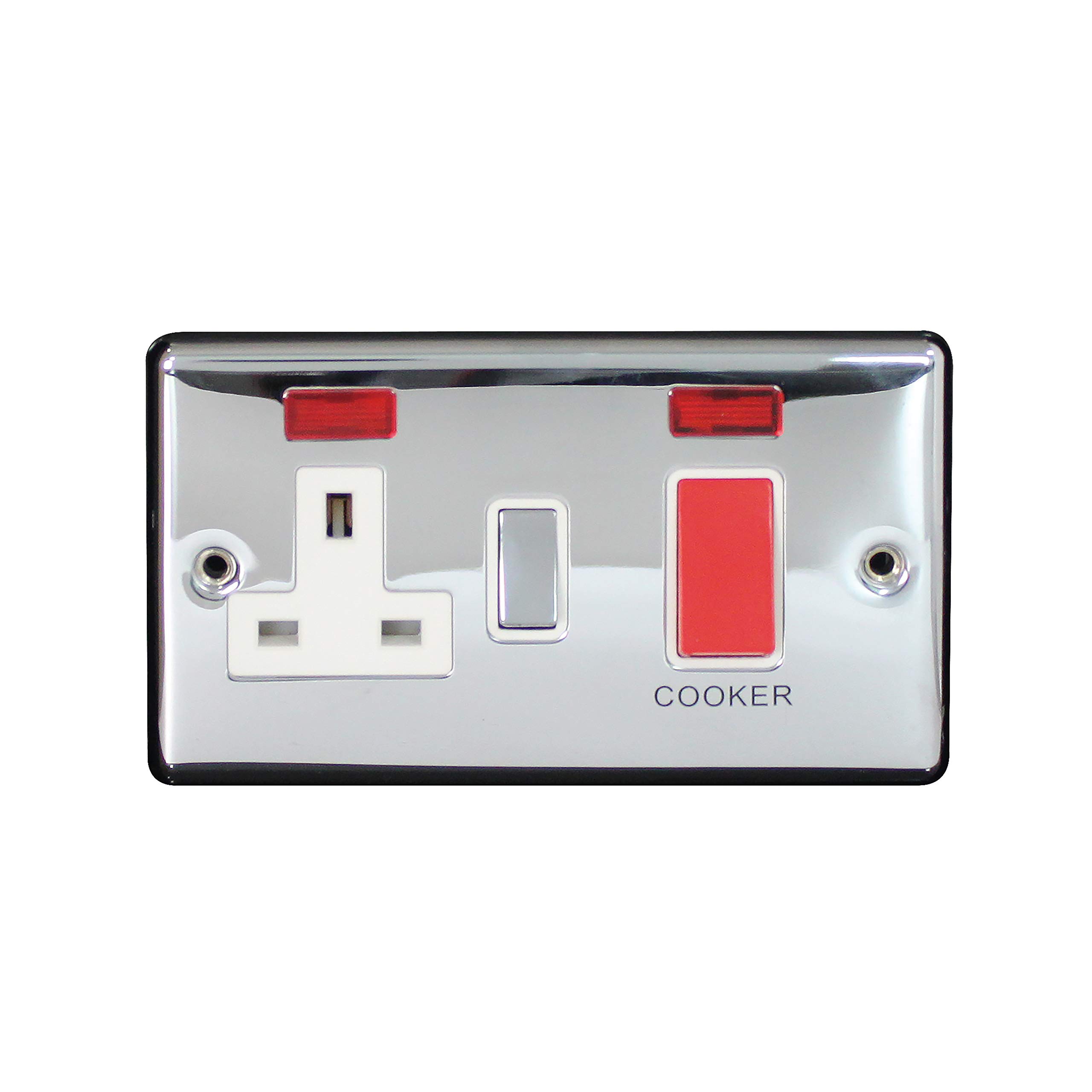 Cooker Control Unit 2 Gang Screwed  Polished Chrome Switch