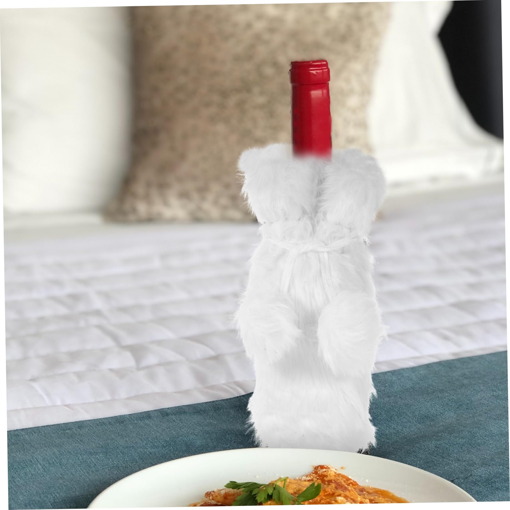 TOPBATHY 4 Pezzi di Graziosi Accessori Natalizi per Bottiglie di Vino Riutilizzabili per Decorazioni da Tavola per Feste Come Ornamento Natalizio.