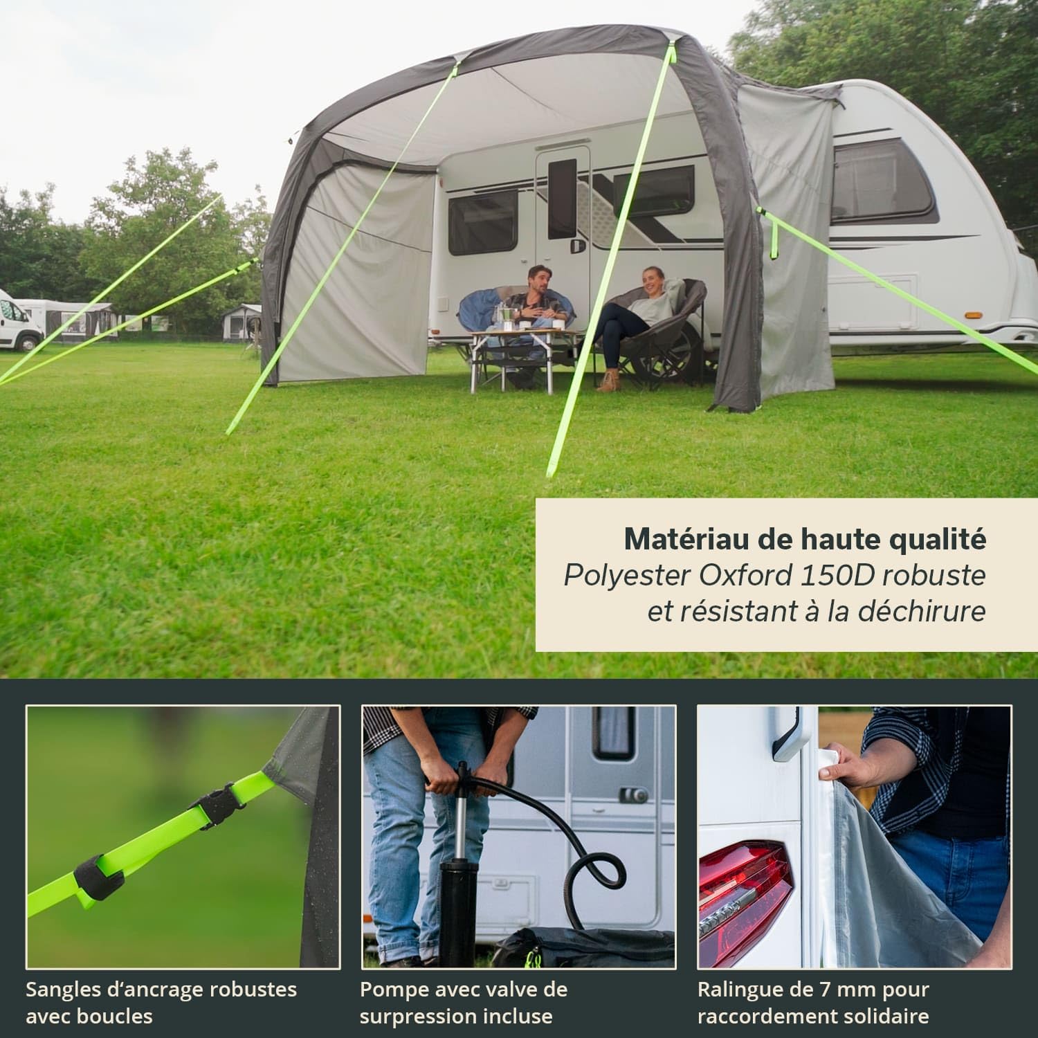Skandika Auvent Vika Air Caravan 400 Set | Auvent Gonflable avec parois latérales, CaravanTarp, Voile d'ombrage UV 50+, Colonne d'eau de 3000 mm| pour Camping-Car, Caravane, Bus