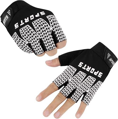 Miniatura 2 de Bumobot Guantes de ciclismo deportivos sin dedos antideslizantes para niños pequeños, guantes de pesca de medio dedo para niños, ciclismo, escalada,