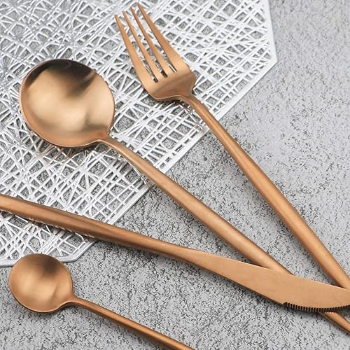 Miniatura 55 de Gugrida - Juego de cubiertos de lujo de 24 piezas de acero inoxidable 18/10 con acabado satinado, cubiertos de vajilla incluye cuchillo, tenedor