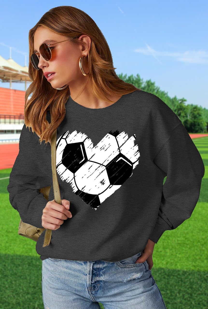 ELDPS Baseball Sweatshirt for Women: Baseball Heart Graphic Tee Shirt Funny Game Day Pullover Long Sleeve Tops
